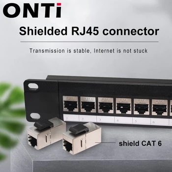 ONTi 19in 1U Rack 24 Port CAT6 Zaščiteni Patch Panel RJ45 Omrežni Kabel Adapter Keystone Jack Ethernet Distribucijo Okvir