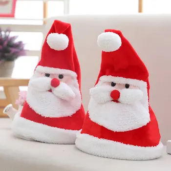 Božični Okraski, Ustvarjalna Plišastih Igrač Električni Santa Claus Klobuk Z Glasbo Žareče Klobuk Božično Darilo