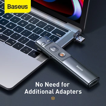 Baseus Wireless Presenter Laserski kazalnik 2,4 GHz Tip-C Daljinski upravljalnik PPT Pero za Projektor USB Bluetooth Kazalec Voditelj