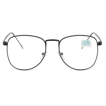 Retro Kovinski Končal Kratkovidnost Očala Ženske Moški Ovalne Dioptrije Očala Na Recept Black/Silver/Gold Okvir -1.0 -1.5 -2.0 Na -4 - 
