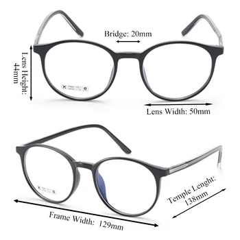 Retro Pregleden Okvir Ženske Recept Očala Oči Stekla za Moške, Optično Steklo, TR90 Okrogle Očala - 