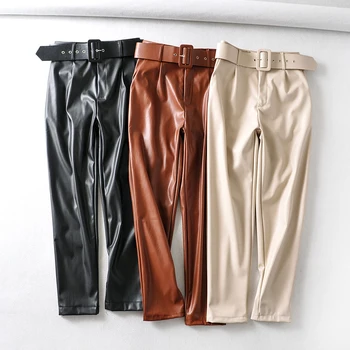Ženske elegantne črne hlače sashes žepa, zadrgo letenje trdna ženske ulične 2020 casual chic hlače pantalones 9 barve - 